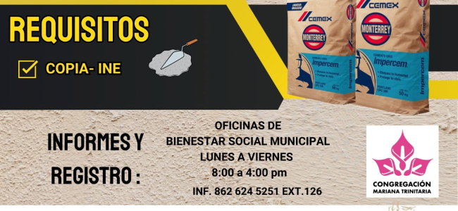 Invitan a aprovechar programa de cemento subsidiado