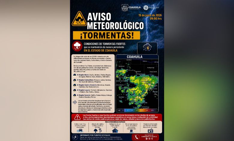 Refuerzan vigilancia y apoyo por copiosas lluvias en Piedras Negras